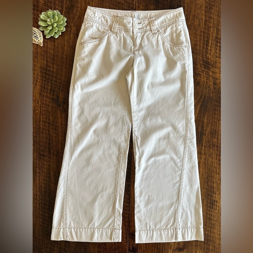 Garnet Hill | Beige/Cream Wide Leg Cropped Jeans/Pants